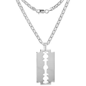 Picture of Sterling Silver Razor Blade Necklace Italy 1 1/2 inch 16-24 inch