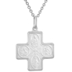 Picture of 22mm Sterling Silver 4-Way Cross Medal Necklace for Men & Women 1 inch Nickel Free Italy