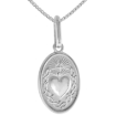 Picture of 16mm Small Sterling Silver Sacred Heart of Jesus Medal Necklace 5/8 inch Oval Nickel Free Italy