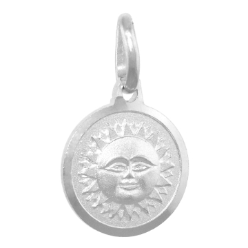 Picture of Dainty Sterling Silver Sun & Moon Reversible Medal Necklace 5/8 inch Round Italy