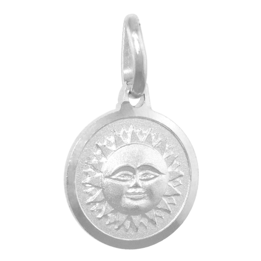 Picture of Dainty Sterling Silver Sun & Moon Reversible Medal Necklace 5/8 inch Round Italy