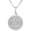 Picture of 15mm Dainty Sterling Silver Baptism Medal Necklace 5/8 inch Round Nickel Free Italy