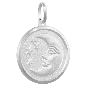 Picture of Sterling Silver Moon and Stars Medal Necklace 3/4 inch Round Italy