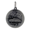 Picture of 18mm Sterling Silver Road Trip St Christopher Medal Necklace 3/4 inch Round Antiqued Finish Nickel Free Italy