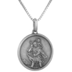 Picture of 18mm Sterling Silver Road Trip St Christopher Medal Necklace 3/4 inch Round Antiqued Finish Nickel Free Italy