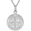 Picture of 18mm Round Sterling Silver St Benedict Medal Necklaces for Women and Men Italy 16-24 inch