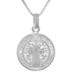 Picture of 18mm Round Sterling Silver St Benedict Medal Necklaces for Women and Men Italy 16-24 inch