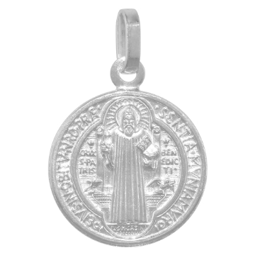 Picture of 20mm Sterling Silver St Benedict Medal Necklace for Men & Women 13/16 inch Round Italy 16-24 inch