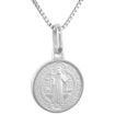 Picture of 19mm Sterling Silver St Benedict Medal Necklace for Women & Men 3/4 inch Round Italy 16-24 inch
