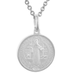 Picture of 15mm Dainty Sterling Silver St Benedict Medal Necklace for Women & Men 9/16 inch Round Italy 16-24 inch