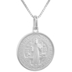 Picture of 12mm Dainty Sterling Silver St Benedict Medal Necklace for Women & Men 1/2 inch Round Italy 16-24 inch