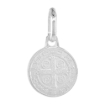 Picture of Tiny 10mm Sterling Silver St Benedict Medal Necklace for Women & Men 3/8 inch Round Italy 16-24 inch