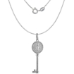 Picture of 37mm Sterling Silver St Benedict Key Medal Necklace 1 1/2 inch Nickel Free Italy