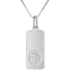 Picture of 21mm Sterling Silver Rectangular St Christopher Necklace for Men and Women 7/8 inch tall