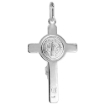 Picture of 29mm 1 1/4 inch Silver St Benedict Crucifix Necklace for Women and Men High Polish Italy 1.8mm Curb Chain