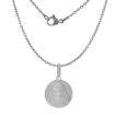 Picture of 15mm Sterling Silver Blessed Mother Medal Necklace for Women & Men 5/8 inch Round Sandstone finish Italy 16-30 inch