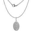 Picture of 22mm Sterling Silver Miraculous Medal Necklace for Women and Men 7/8 inch Oval Virgin Mary Sandstone finish Italy 16-30 inch