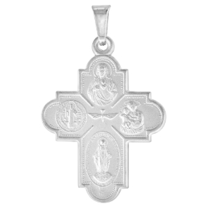 Picture of 1 1/4 inch Sterling Silver 4-way Cross Medal Cruciform Necklace For Men & Women Nickel Free Italy comes with or Without Chain