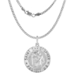 Picture of 1 inch Round Large Sterling Silver St Christopher Medal Necklaces for Men and Women Nickel Free Italy