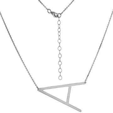 Picture of 1 1/2 inch Sterling Silver Sideways Initial A-W Necklaces For Women Block Letters Rhodium Finish 18-20 inch