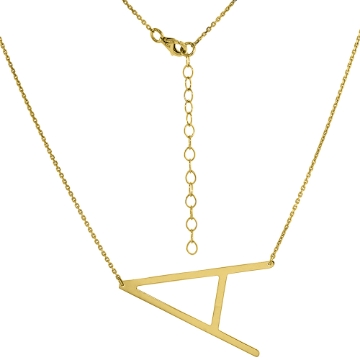 Picture of 1 1/2 inch Gold Plated Sterling Silver Sideways Initial A-W Necklaces For Women Block Letters 18-20 inch