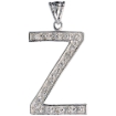 Picture of Sterling Silver Cubic Zirconia Block Initial Letter A Alphabet Pendant Large 1 5/8 inch