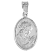 Picture of 3/4 inch Sterling Silver Oval A Praying Woman Medal Necklace for Women and men Italy 18mm tall Italy Polished available with or without chain