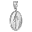 Picture of 3/4 inch Sterling Silver Oval Blessed Virgin Mary Medal Necklace for Women and Men Italy 18 mm Tall available with or without chain