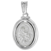 Picture of 3/4 inch Sterling Silver Oval Mother Mary Jesus Medal Necklace for Women and Men Stamped Open Back Italy 19 mm Tall available with or without chain