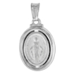 Picture of 3/4 inch Sterling Silver Oval Miraculous Medal Necklace for Women and Men Necklace Oval Virgin Mary Stamped Open Back Italy available with or without chain