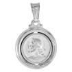 Picture of 5/8 inch Sterling Silver Jesus Medal Necklace for Women and Men Stamped Open Back Italy 17mm Round available with or without chain