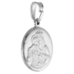 Picture of 3/4 inch Sterling Silver Double Sided Sacred Heart and Mother Mary and Jesus Medal Necklace Polished Italy 18mm Round available with or without chain