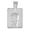Picture of 3/4 inch Sterling Silver Rectangular Praying Male Medal Necklace for Women and Men Italy 18 mm Tall available with or without chain