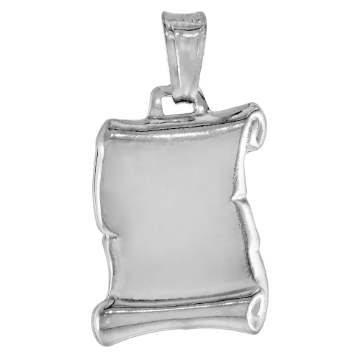 Picture of 3/4 inch Sterling Silver Plain Engravable Scroll Necklace for Women and Men Italy 18 mm Tall available with or without chain