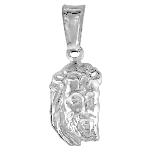 Picture of 1/2 inch Tiny Sterling Silver Crown of Thorns Head of Jesus Christ Pendant Necklace for Women High polish Italy Italy 13mm Tall available with or without chain