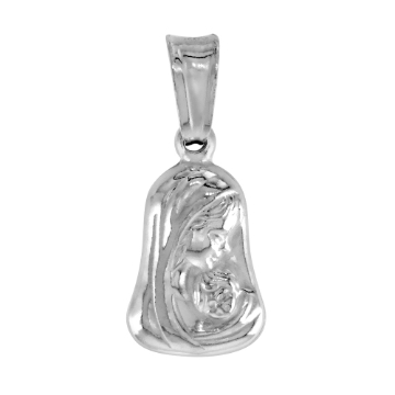 Picture of 1/2 inch Tiny Sterling Silver Mother Mary Pendant Necklace for Women Italy 13mm Tall available with or without chain