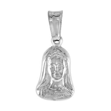 Picture of 1/2 inch Tiny Sterling Silver Front Facing Virgin Mary Pendant Necklace for Women Italy 13mm Tall available with or without chain