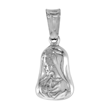 Picture of 1/2 inch Tiny Sterling Silver Side Facing Virgin Mary Pendant Necklace for Women Italy 13mm Tall available with or without chain