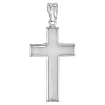 Picture of 30mm Sterling Silver Plain Latin Cross Necklace for Men and Women Italy 1 1/8 inch available with or without chain