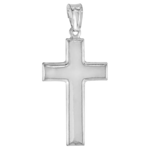 Picture of 30mm Sterling Silver Plain Latin Cross Necklace for Men and Women Italy 1 1/8 inch available with or without chain