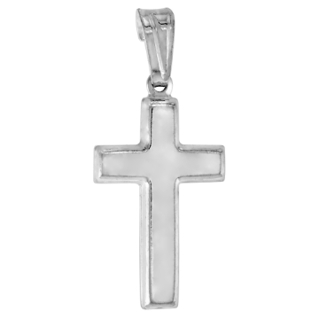 Picture of 23mm Sterling Silver Plain Latin Cross Necklace for Men and Women Italy 7/8 inch Tall available with or without chain