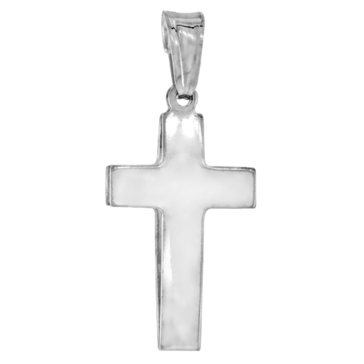Picture of 22mm Sterling Silver Double Sided Latin Cross Necklace for Men and Women Polished Italy 7/8 inch Tall available with or without chain