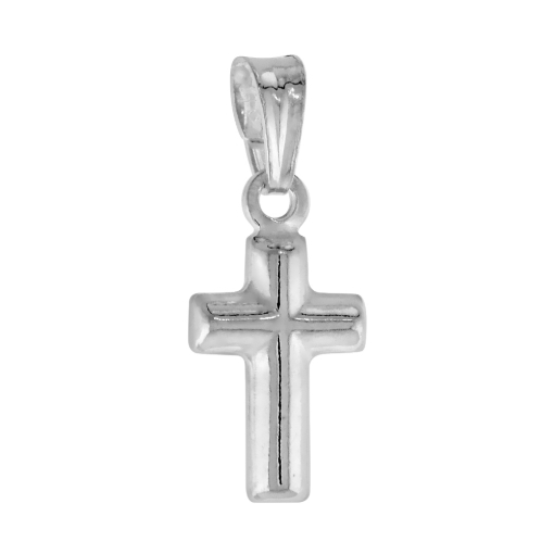 Picture of 11mm Sterling Silver Very Tiny Plain Cross Necklace for Women Italy 3/8 inch available with or without chain