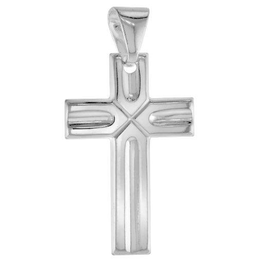 Picture of Sterling Silver Vracar Cross Necklace for Men and Women Stamped Open Back Italy 1 3/16 inch (30mm Tall available with or without chain