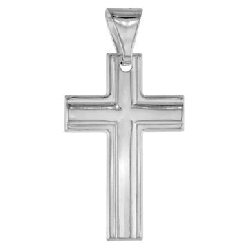 Picture of 30 mm Sterling Silver Latin Cross Necklace Stamped Open Back Italy 1 3/16 inch Tall available with or without chain