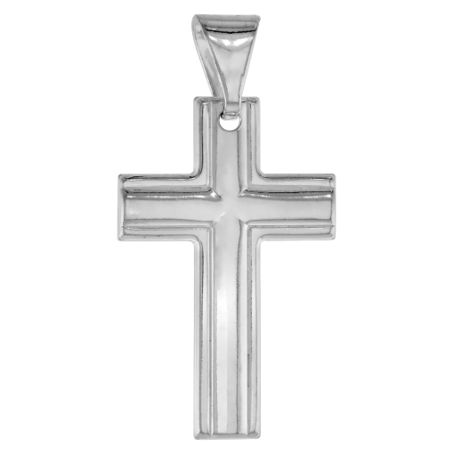 Picture of 30 mm Sterling Silver Latin Cross Necklace Stamped Open Back Italy 1 3/16 inch Tall available with or without chain