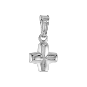 Picture of 8mm Tubular Sterling Silver Tiny Greek Cross Charm / Necklace for Women Polished Italy 5/16 inch Tall available with or without chain