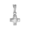 Picture of 8mm Square Edge Sterling Silver Tiny Greek Cross Charm / Necklace for Women Polished Italy 5/16 inch Tall available with or without chain
