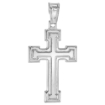 Picture of 25mm Sterling Silver Cross Potent Necklace for Men and Women Stamped Open Back Italy 1 inch Tall available with or without chain