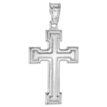 Picture of 25mm Sterling Silver Cross Potent Necklace for Men and Women Stamped Open Back Italy 1 inch Tall available with or without chain
